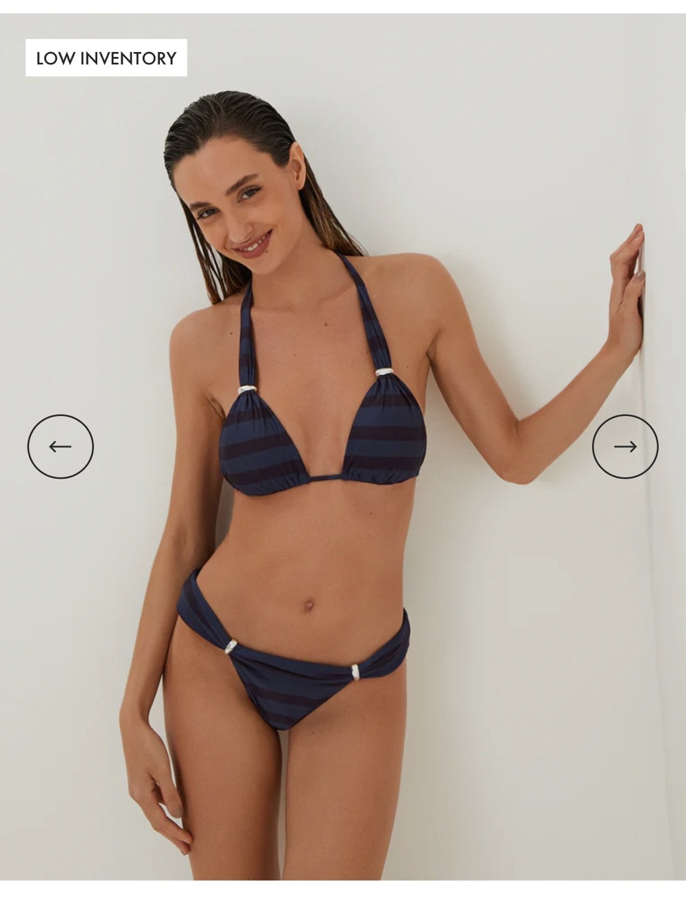 ViX Paulahermanny Bia, Navy Striped Halter Bikini Set - Women Swim (NWT)